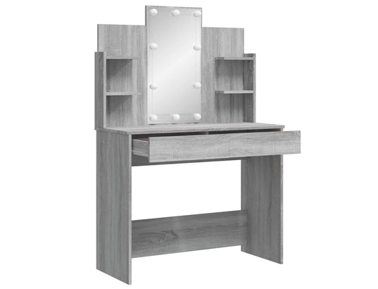 VIDAXL - Coiffeuse avec lumières led sonoma gris 96x40x142 cm