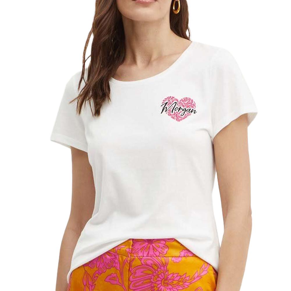 Morgan T-shirt Blanc Femme Morgan 241 DROD