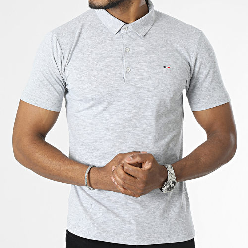 Polo Manches Courtes Gris Chiné