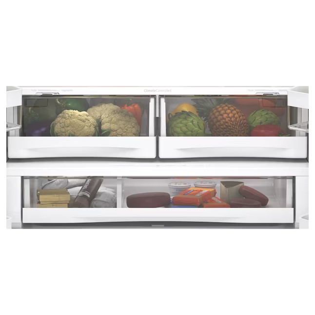 Refrigerador GE French Door de 27,7 pés cúbicos com máquina de gelo (aço inoxidável resistente a impressões digitais) ENERGY STAR