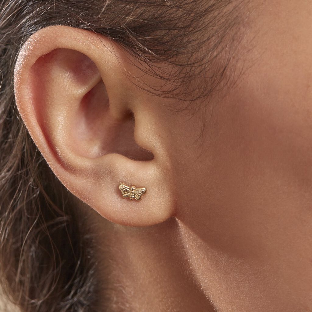 Boucles D'oreilles Puces Bartholomee Papillon Or Jaune