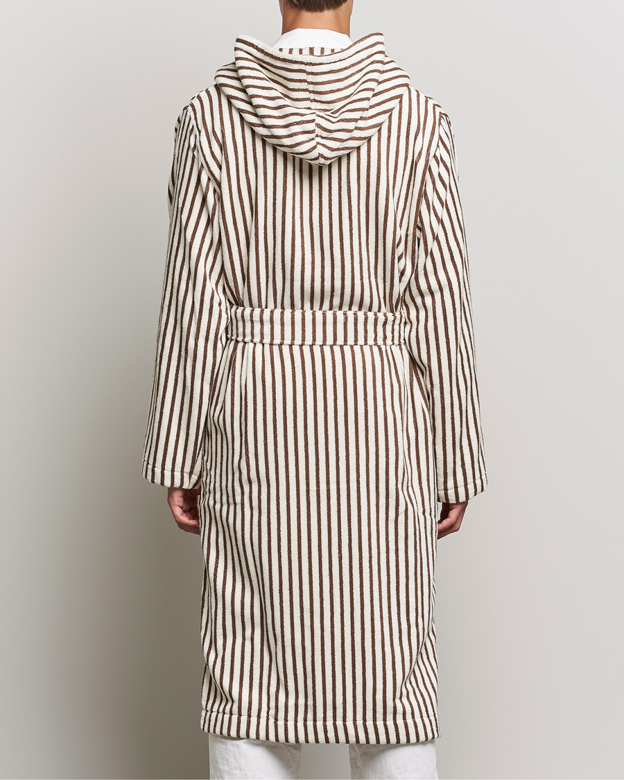 Tekla Organic Terry Hooded Bathrobe Kodiak Stripes