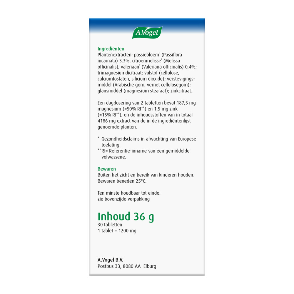 A.Vogel Passiflora Rustgevend bij Stemmingswisselingen30 tabletten