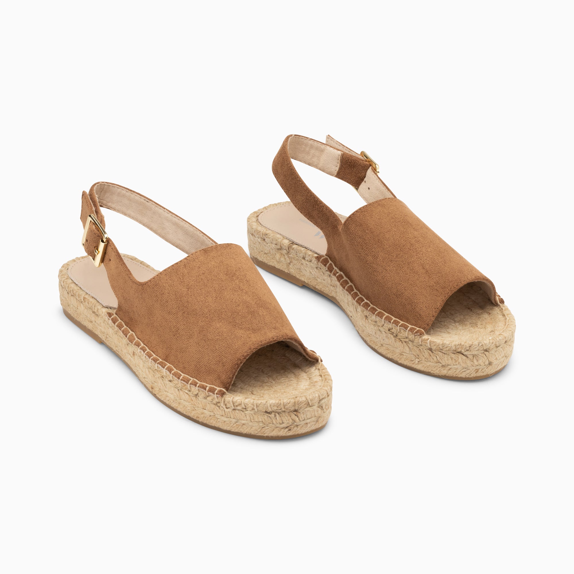 Sandales plates-Sandales Marjolaine noisette à semelle espadrille