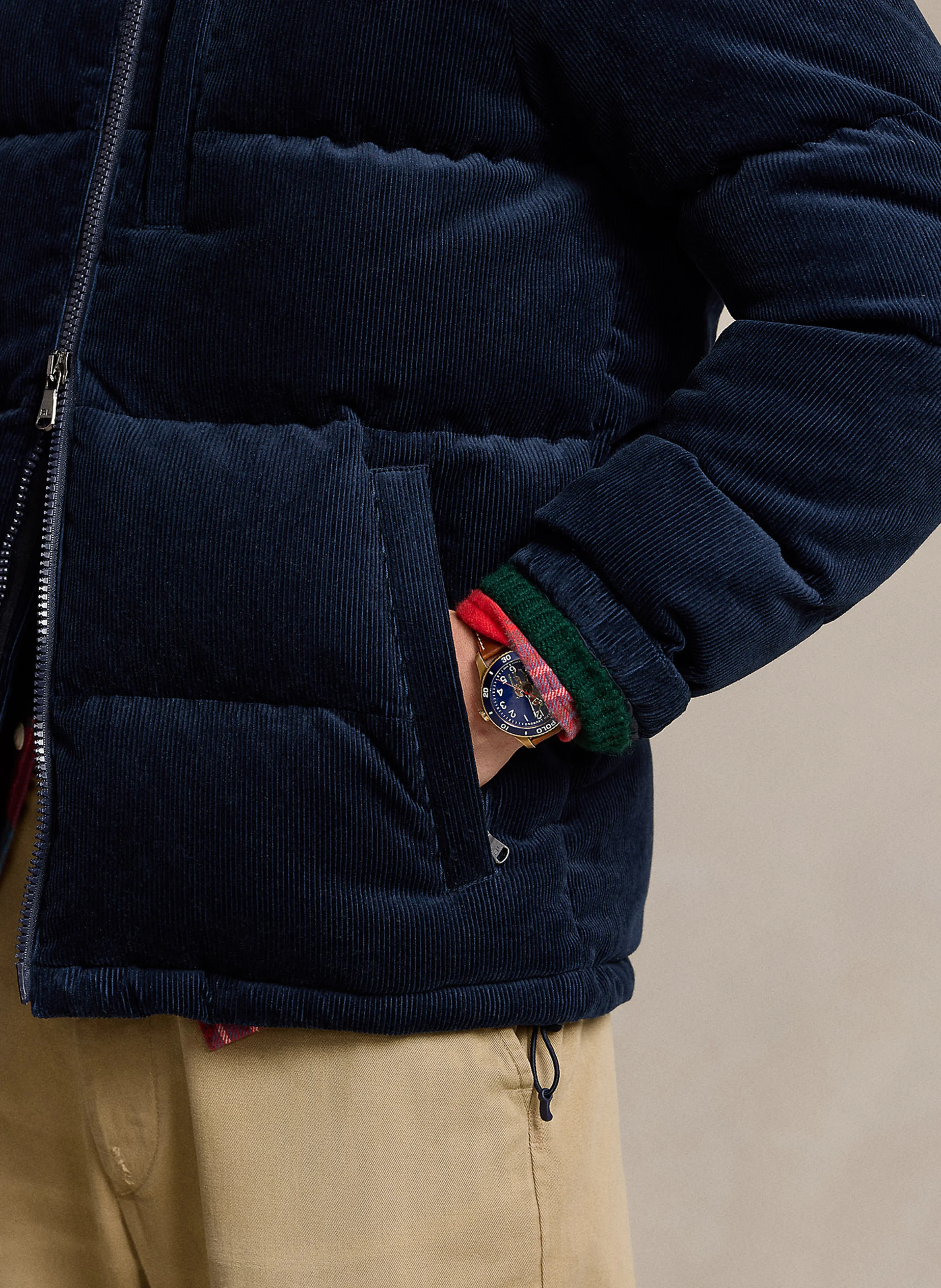 Doudoune matelassée en velours de coton | Bleu