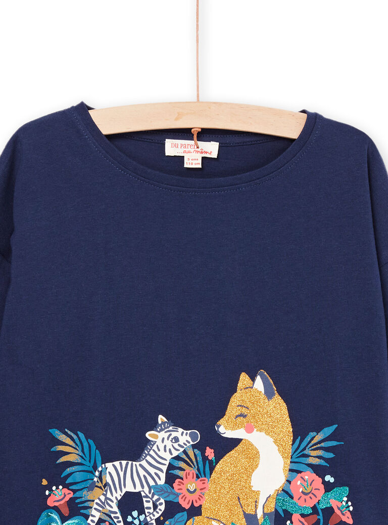 T-shirt à manches longues à animation renard et zèbres.