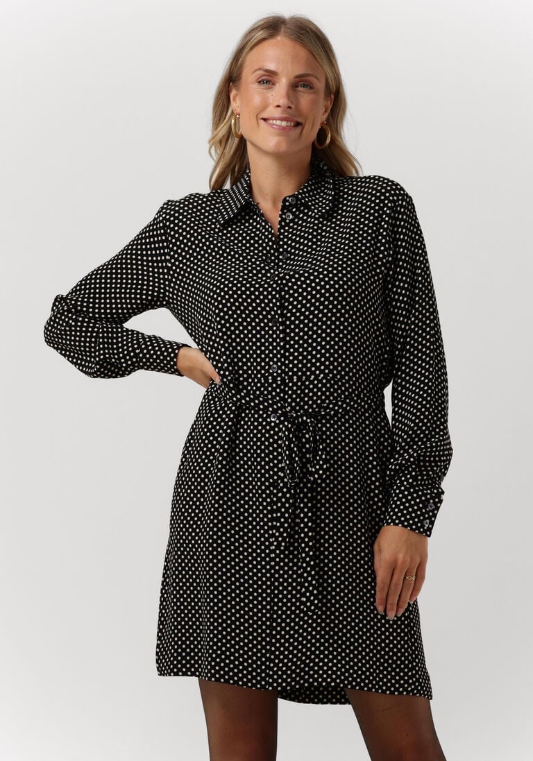 VANILIA zwarte vanilia mini jurk dotted shirt dress