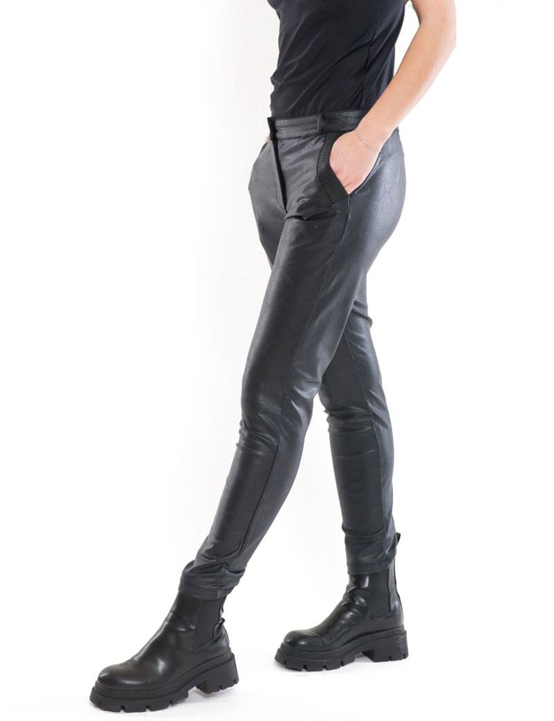HBT INSOLITES - CHRISTINA PANTALON CITY SLIM BLACK SNAKE
