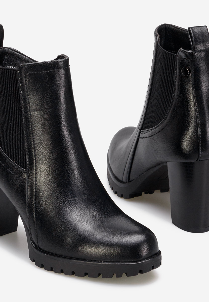Bottines à gros talon noires Usiena