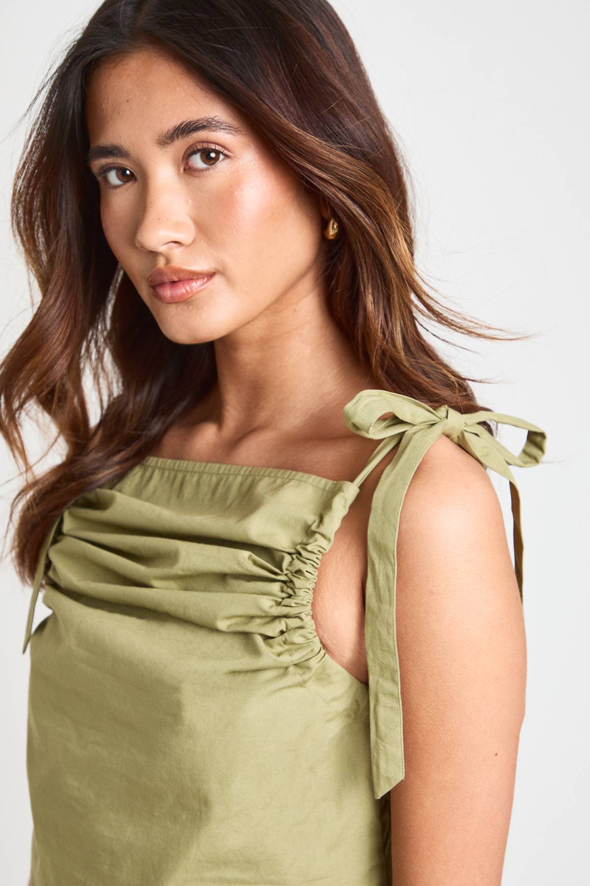 boohoo Robe Courte En Popeline À Épaules Nouées