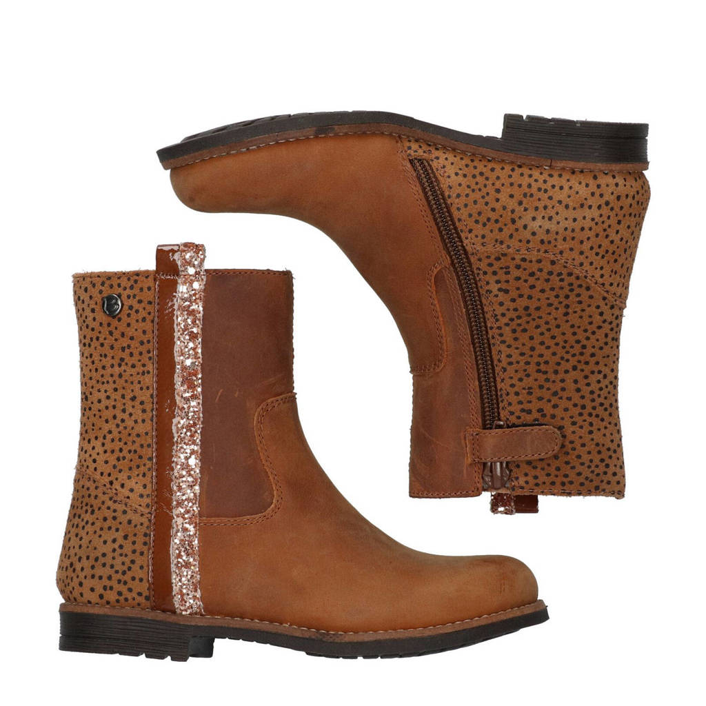 Braqeez Naomi Novaleren enkellaarzen cognac