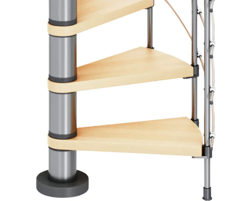 Pertura wenteltrap Koralia, beuken gelamineerd hout, Ø 120 cm, grijs, 11 treden, 12 stootborden