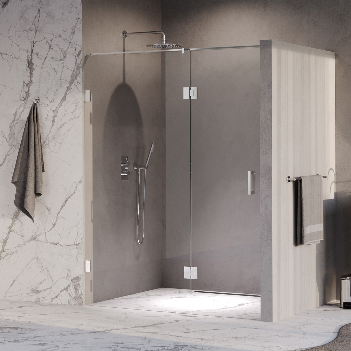Brauer Void profielloze nisdeur 160cm met draaideur 70cm aan glas chroom