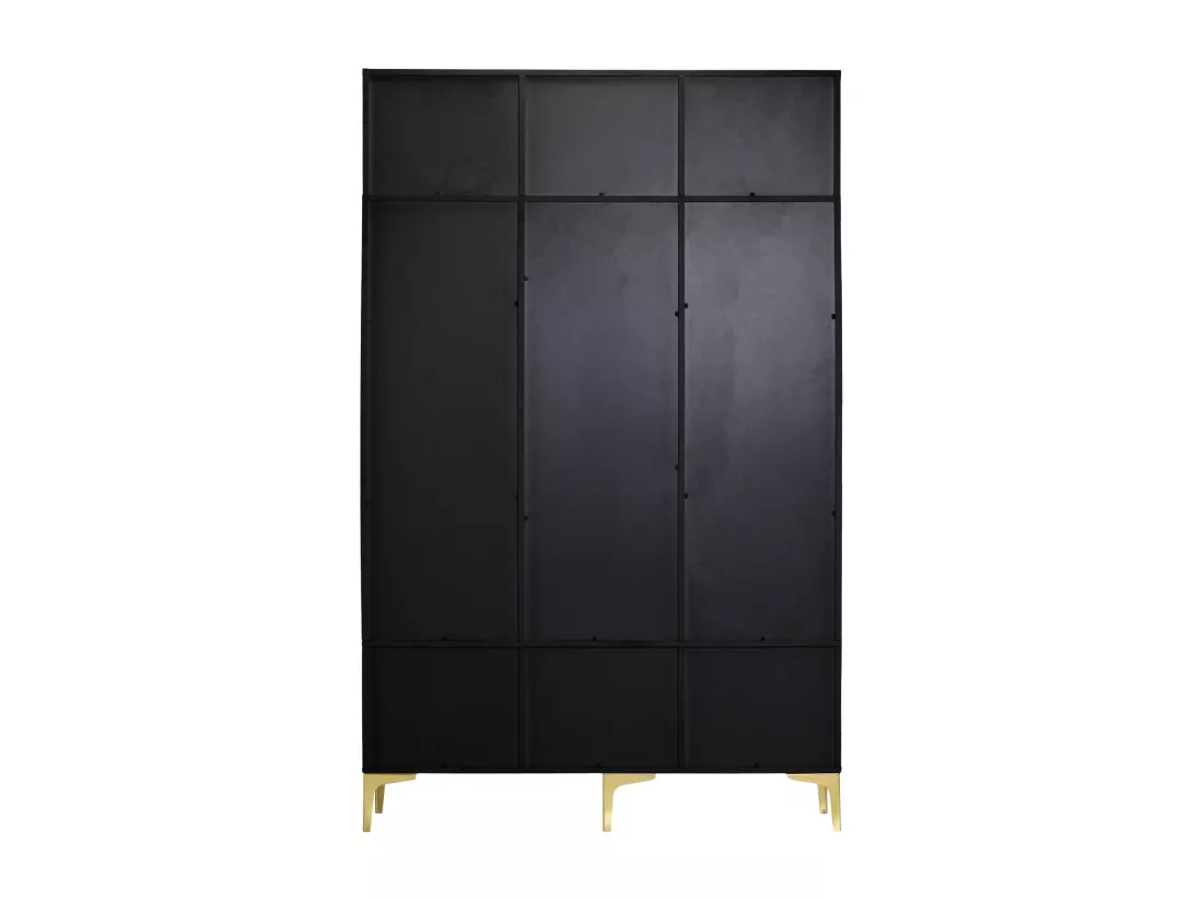 Vestiaire avec banc, 3 portes et porte-manteau - 120 x 23.5 x 191.5 - Panneau de particules - Coloris noir