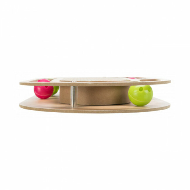 Plateau de jeu en bois avec balles et griffoir en carton Trixie