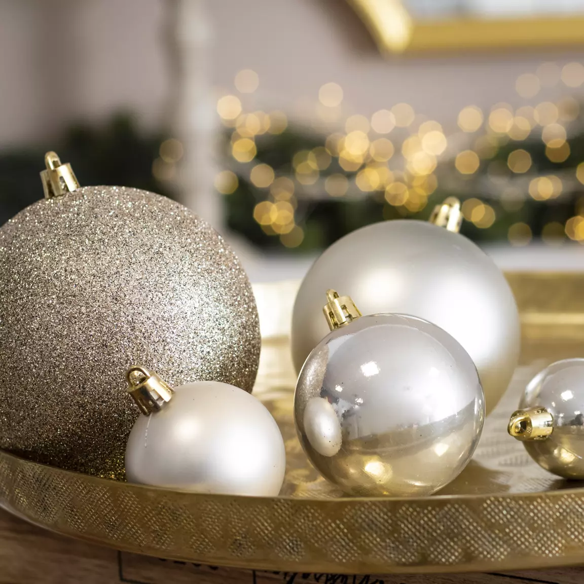 Lot de 20 boules de Noël assorties New Alpine Perle