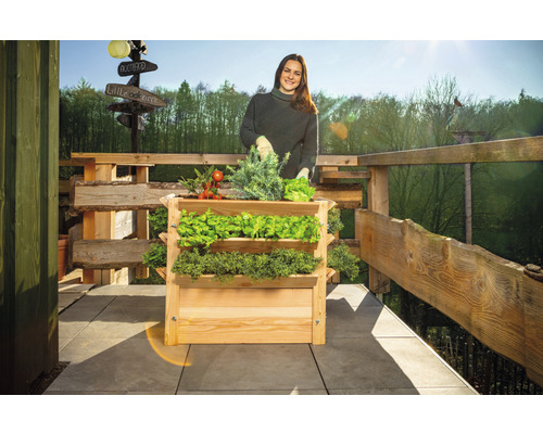 Klassieke verhoogde tuinbak WESTMANN Premium maat XL 90 x 65 x 73 cm naturel