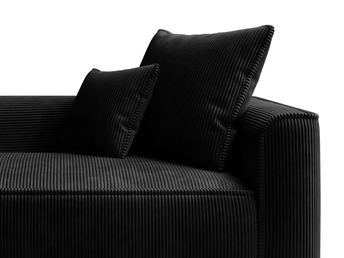 Méridienne gauche en velours côtelé noir PINETA