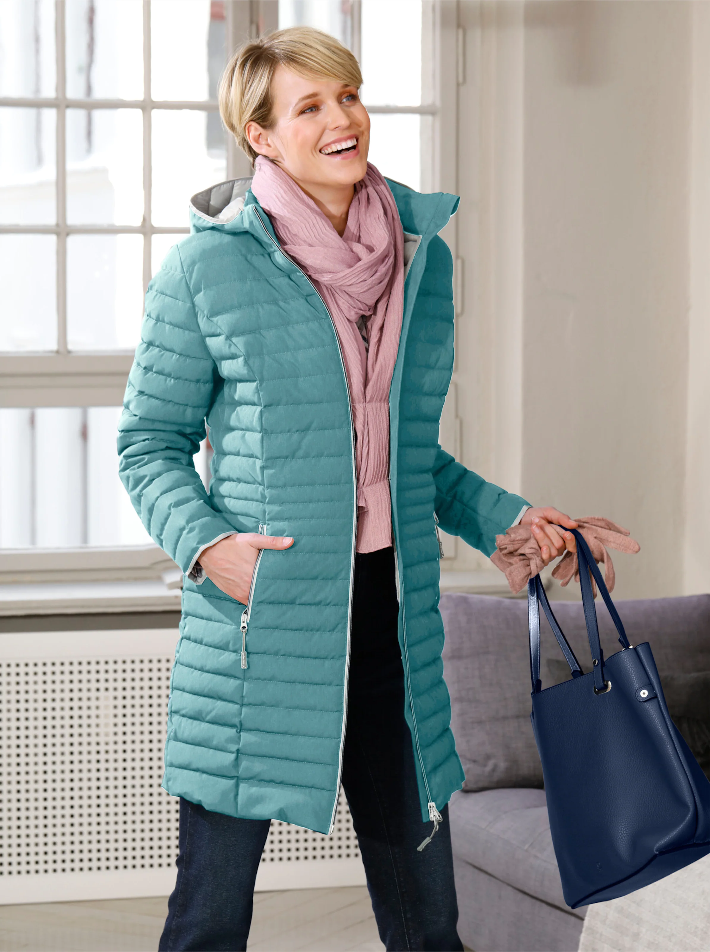 Steppjacke in mint-meliert