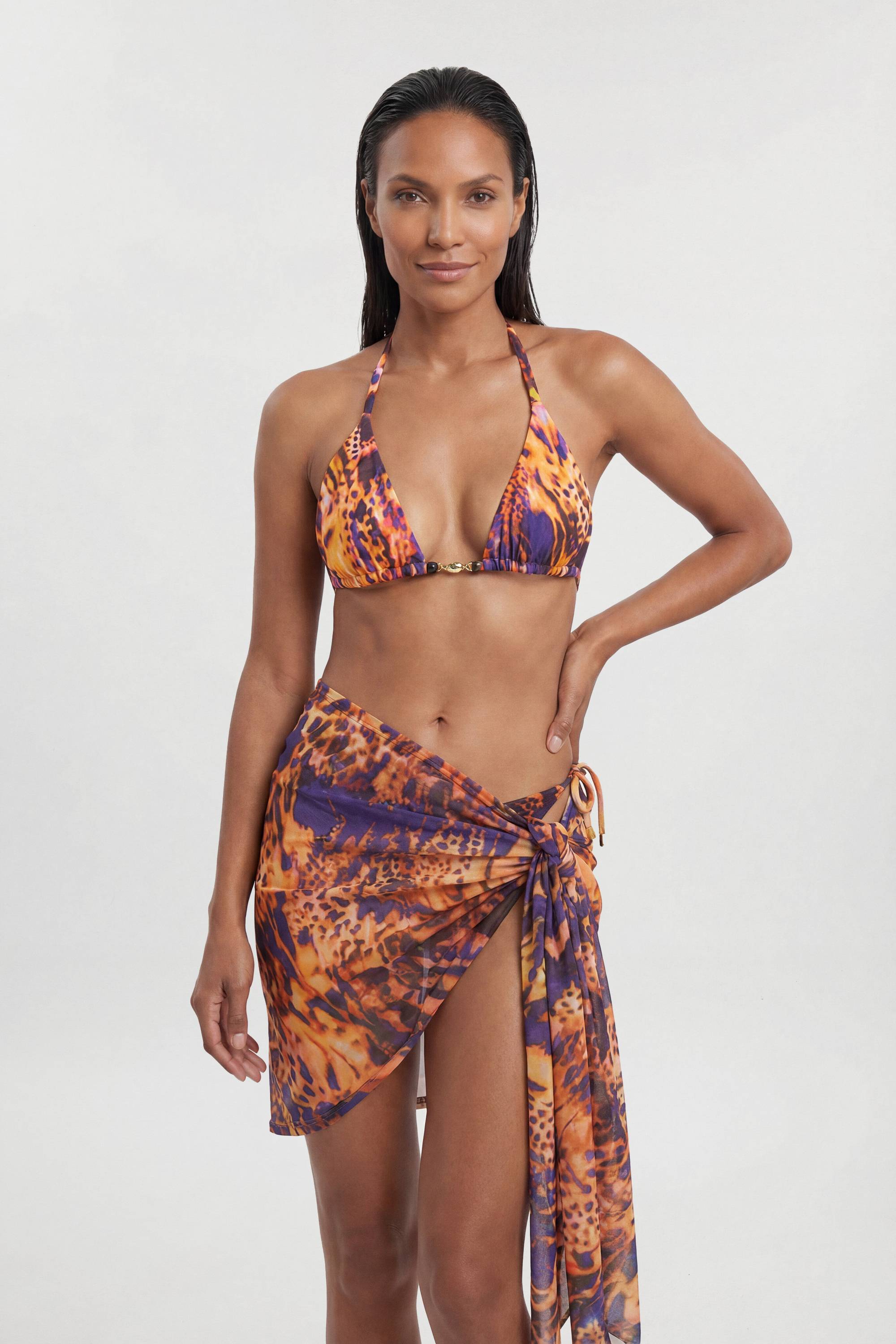 KarenMillen Jupe De Plage En Maille À Imprimé Animal Abstrait