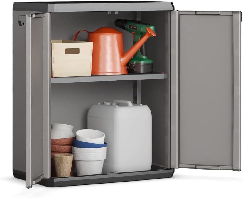 Keter Più Kunststoffschrank, hoch, anthrazit/schwarz, 68 x 39 x 166 cm