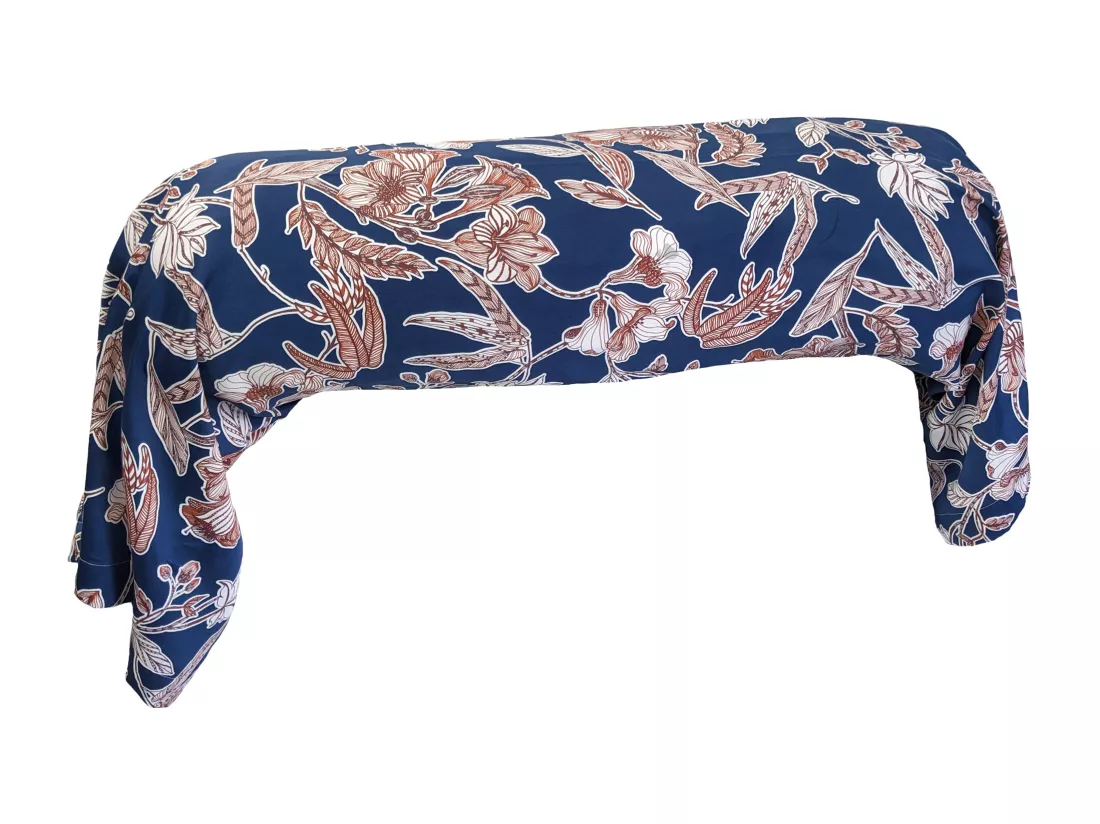 Taie de traversin 240x43 cm satin de coton BOTANIC bleu Nuit