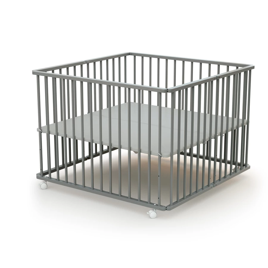 WEBABY Laufgitter faltbar Buche grau 100 x 100 cm
