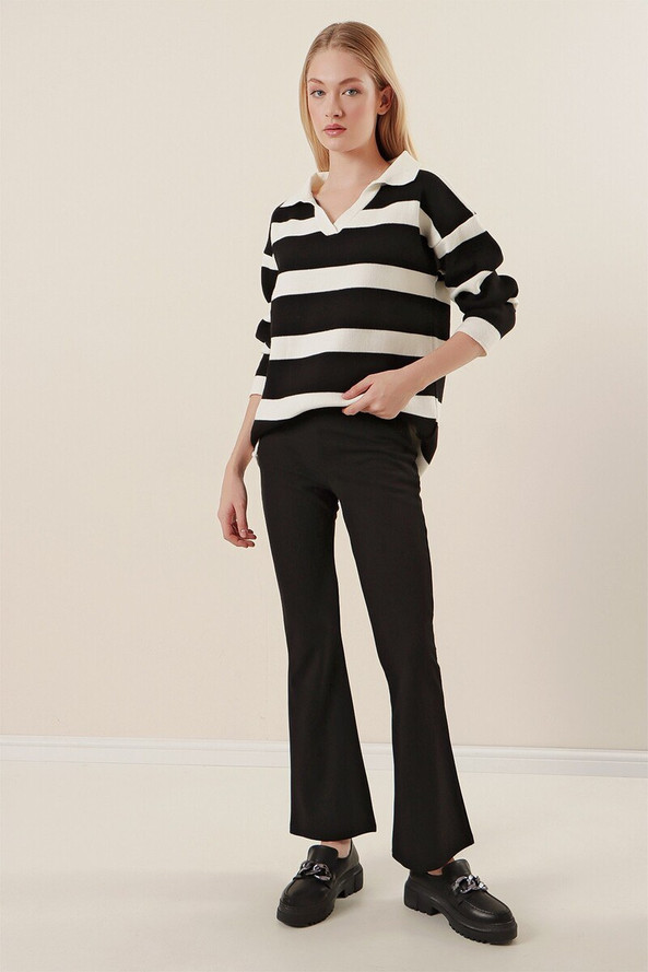 MT Clothes P-PANT_PATT_NOIR - Pantalon Pattes Evasés