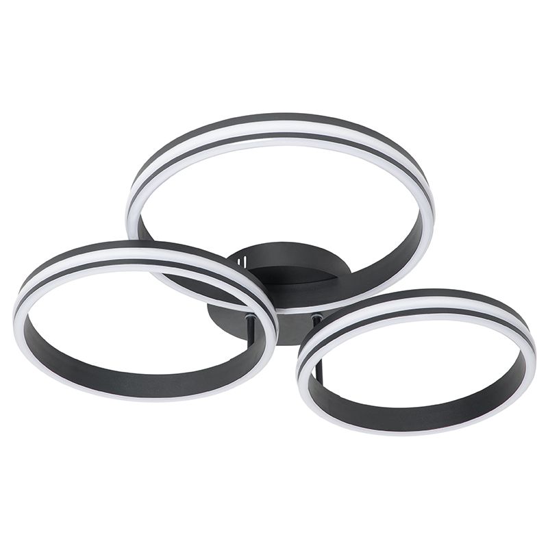 Plafondlamp zwart incl. LED 3-staps dimbaar 3-lichts - Navara