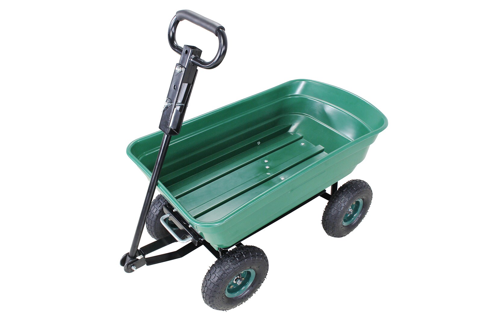 Miweba Bollerwagen Dumper, verriegelbare Kippfunktion, robuste PP-Wanne, Anhängerkupplung, bis 300kg (Grün)