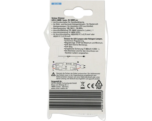 Snoerdimmer LED 4-100 W zwart