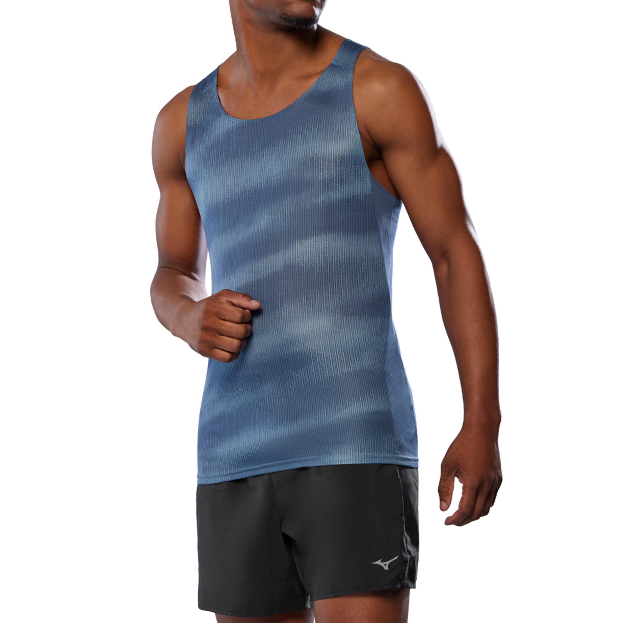 Mizuno DryAeroFlow Graphic Tank Maillot De Course Hommes - Bleu , Bleu Petrol