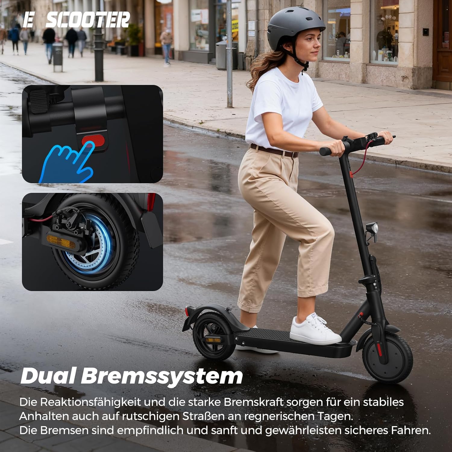 E Scooter mit Straßenzulassung, 10/8.5 Zoll Elektroroller 500W Peak, Max 40/30km Reichweite, Doppelbremse&Stoßdämpfung, APP-Verbindung, 3s Klappbar LED-Licht & Reflektoren E Roller für Erwachsene