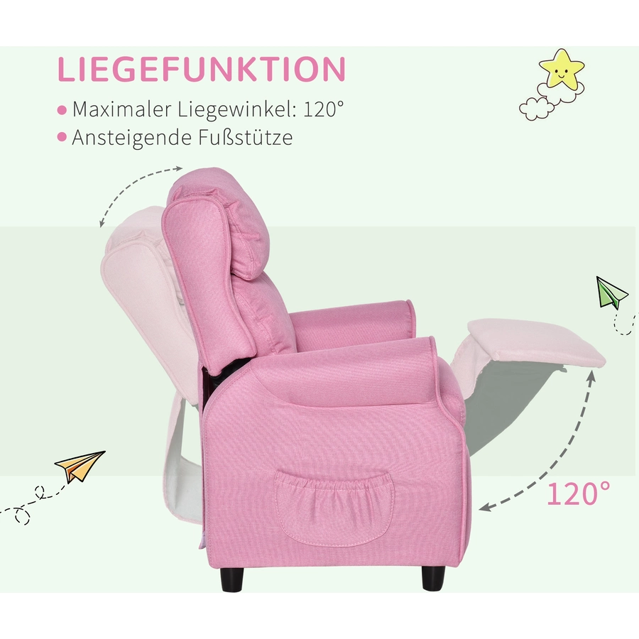 HOMCOM Kindersessel mit Liegefunktion rosa