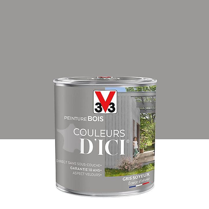 Peinture extérieure bois Couleurs d'ici gris soyeux Velours V33 0,5L