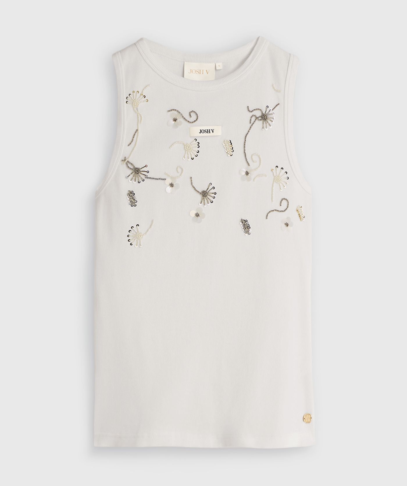 JV-CALIX slim fit top met kralen details - off white