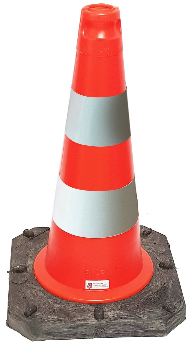 Verkeerskegel UvV-Bigfoot 50cm 2,5 kg semi-reflecterende pylonen met 2 foliestroken / RA1