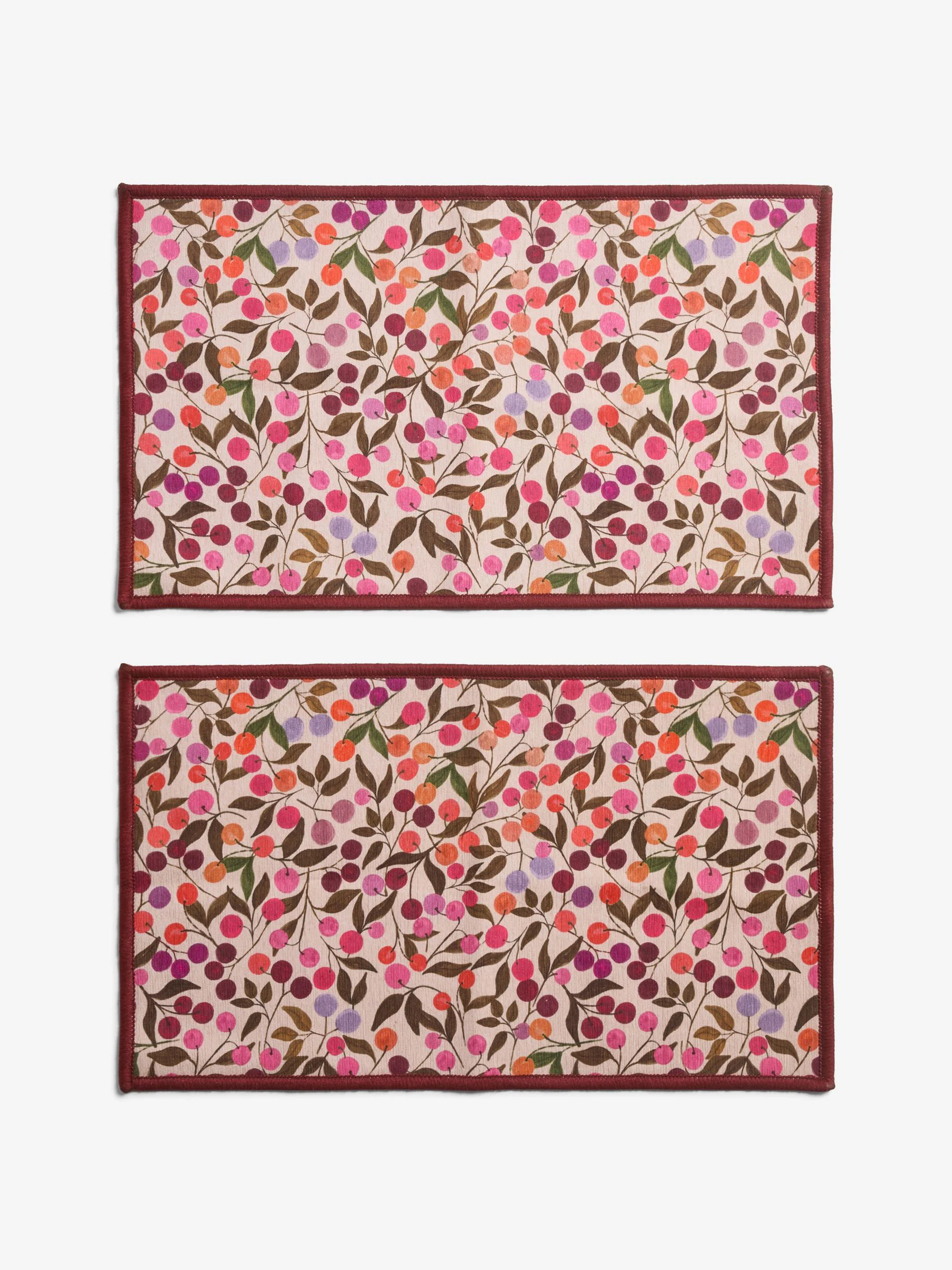 Set of 2 Washable Seasonal Berries Doormats