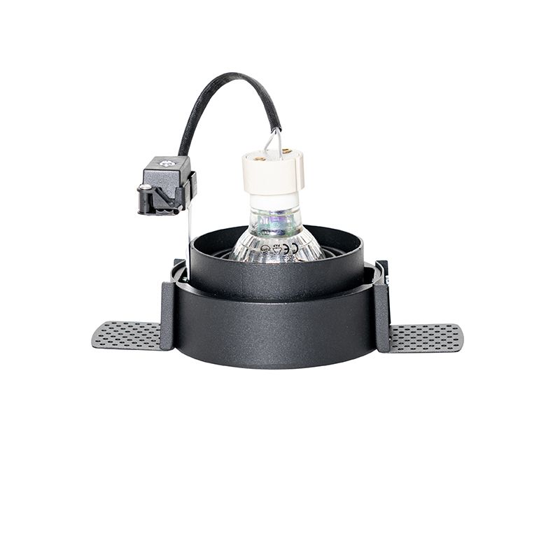 Set van 6 Moderne inbouwspot zwart GU10 rond trimless - Oneon