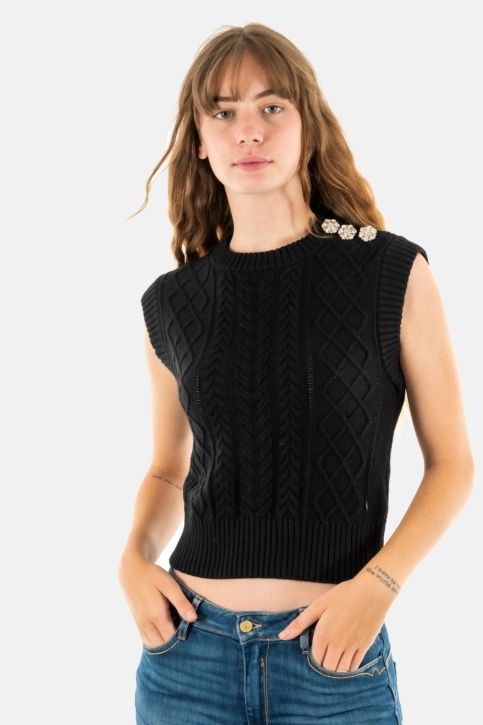 pull léger guess jeans sabine jewel btn jblk jet black a996