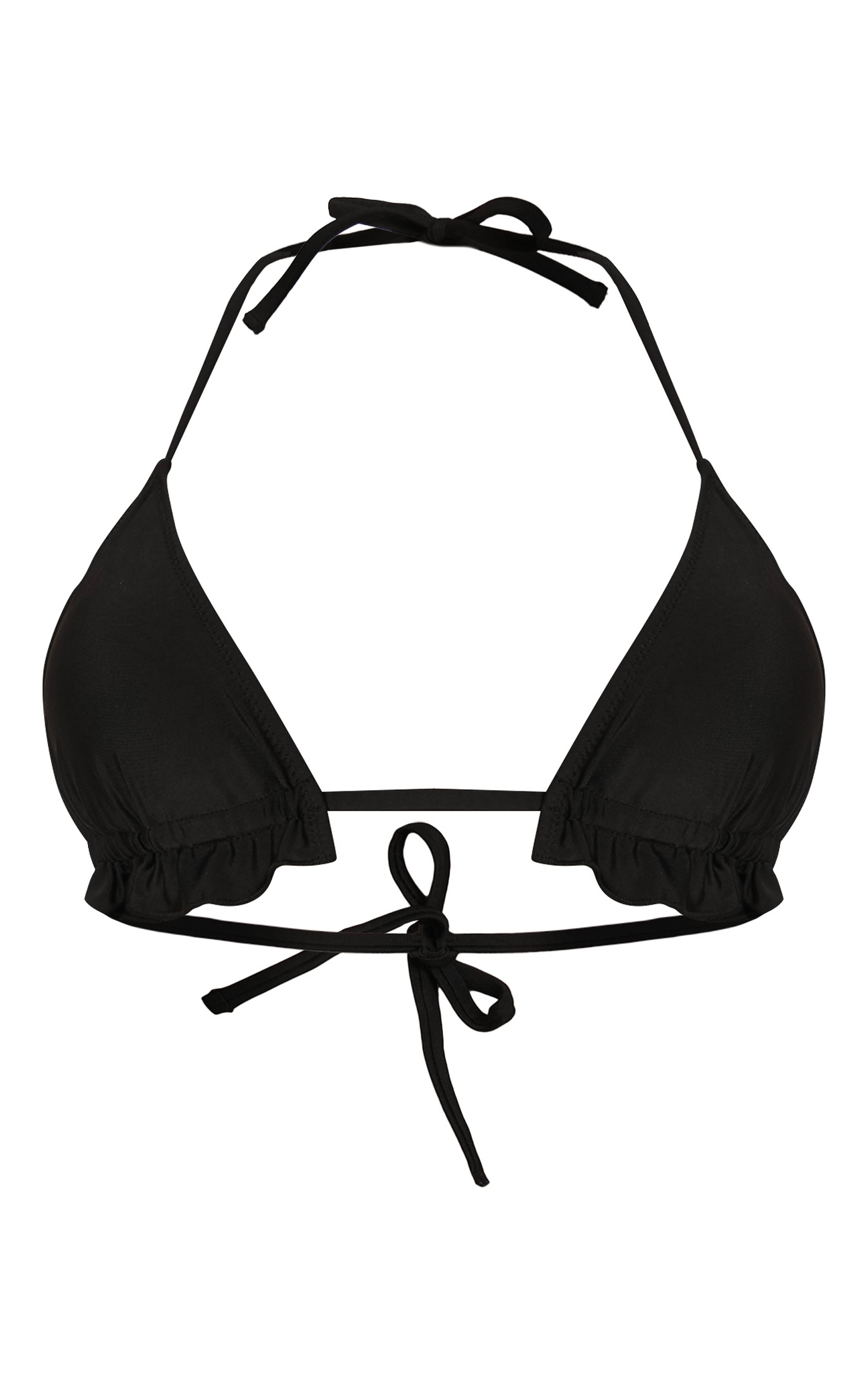 Noir Haut De Bikini Rembourré À Volants