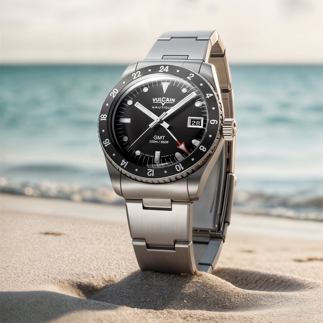 Vulcain Skindiver Nautique GMT Black - Luminova White