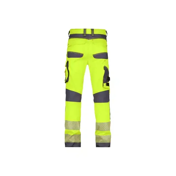 201063 DASSY ® ARUBA strækbare arbejdsbukser med høj synlighed med knælommer gul og grå