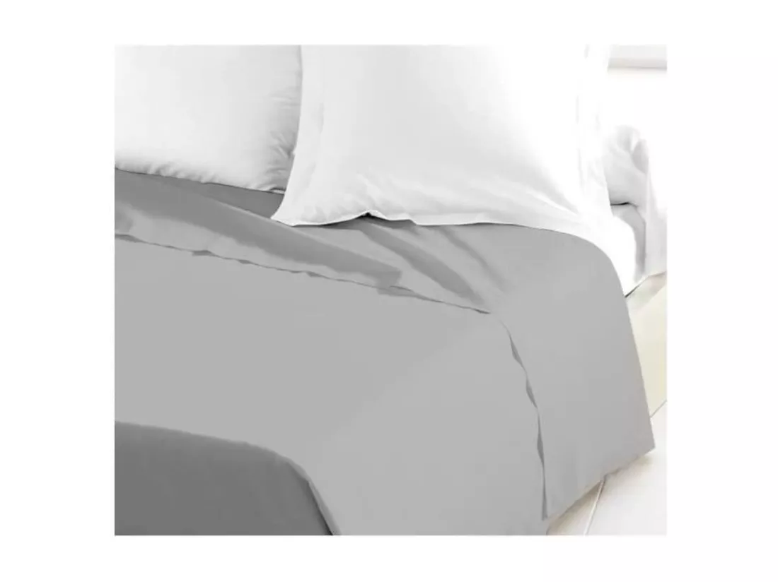 Drap Plat 100% coton 180 x 290 cm gris clair