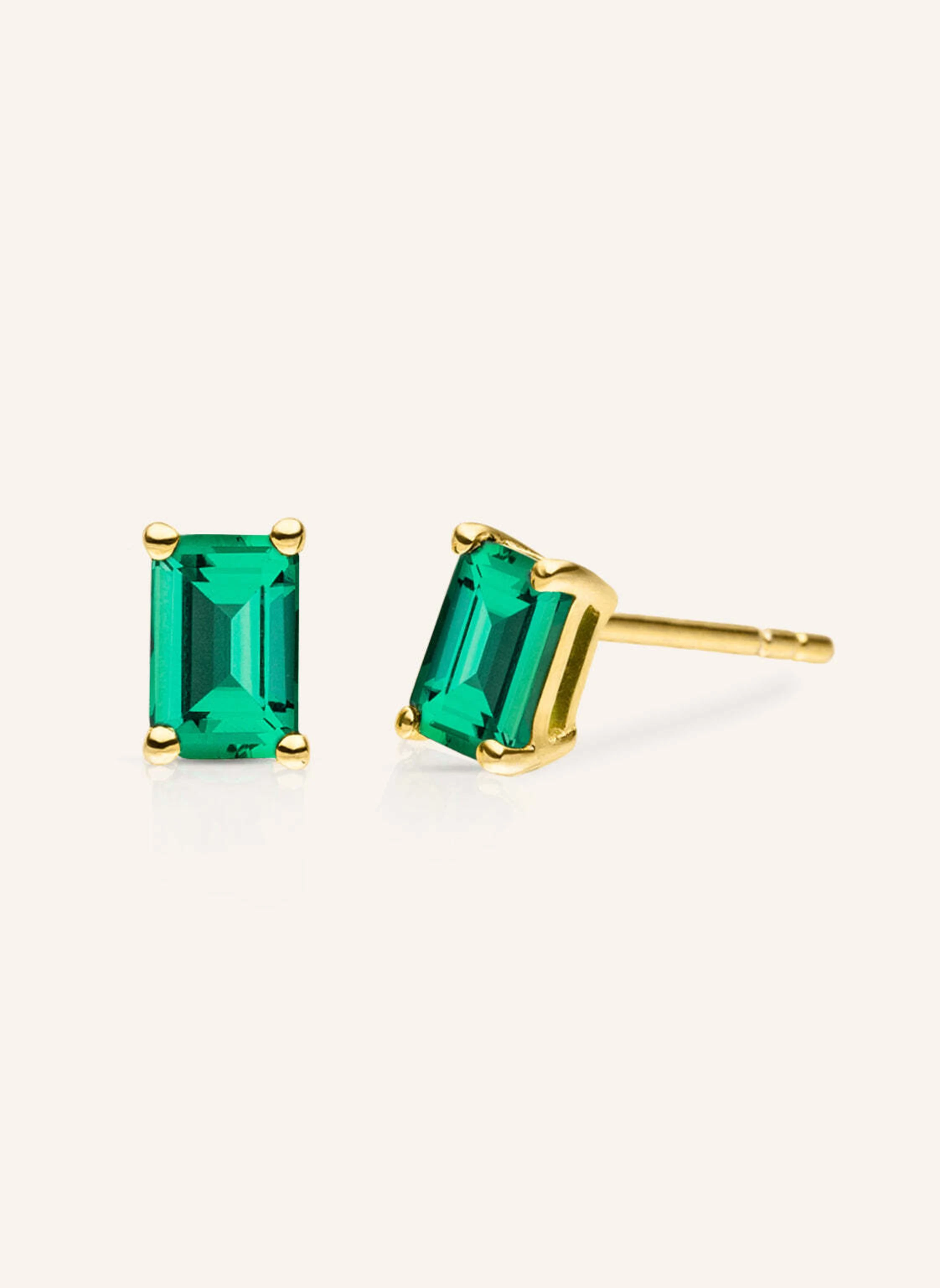 VEYNOU Ohrstecker EDEN aus 14 Karat Gelbgold mit lab-grown Smaragd