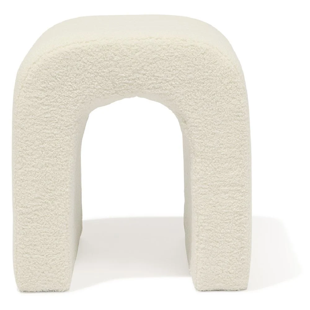 Bout de canapé Joseph curly effet laine bouclée blanc - L40xP40xH45 cm