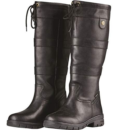 Botas unissex para adultos em couro granulado River, pretas.