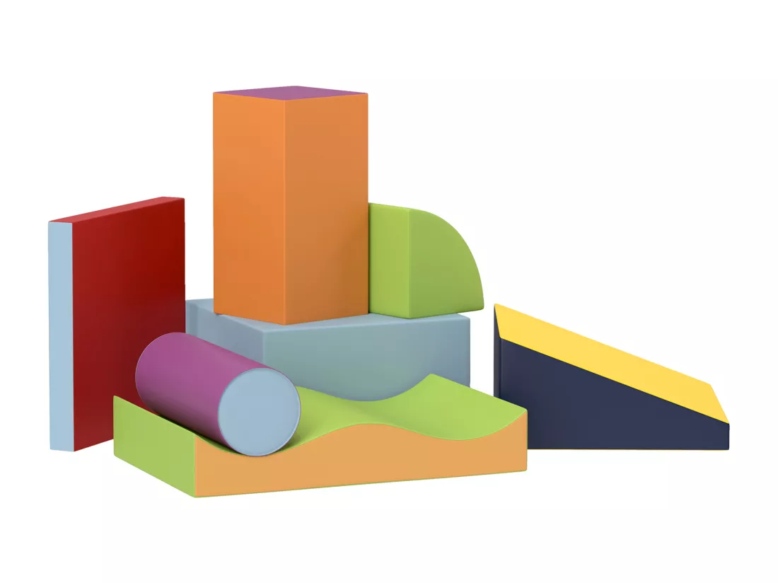 7 blocs de construction en mousse XXL - modules de motricité - certifiés normes EN71-1-2-3 - mousse EPE revêtement PU multicolore