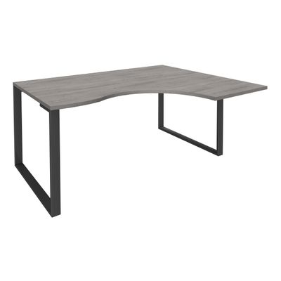 Bureau compact LOFTER - L180 cm - Retour à droite - Plateau imitation chêne gris - pied Carbone - (pied de renfort obligatoire à rajouter - non inclus)
