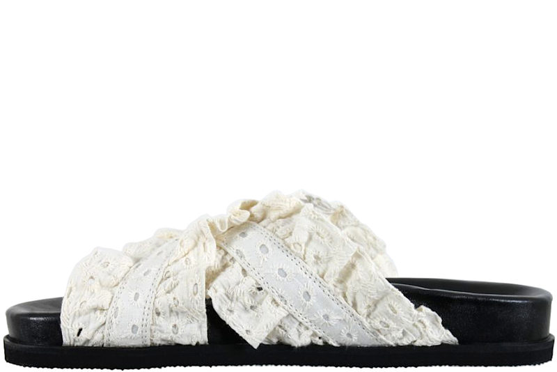 COPENHAGEN SHOES DAYSI SLENTERS I HVIDT TEKSTIL